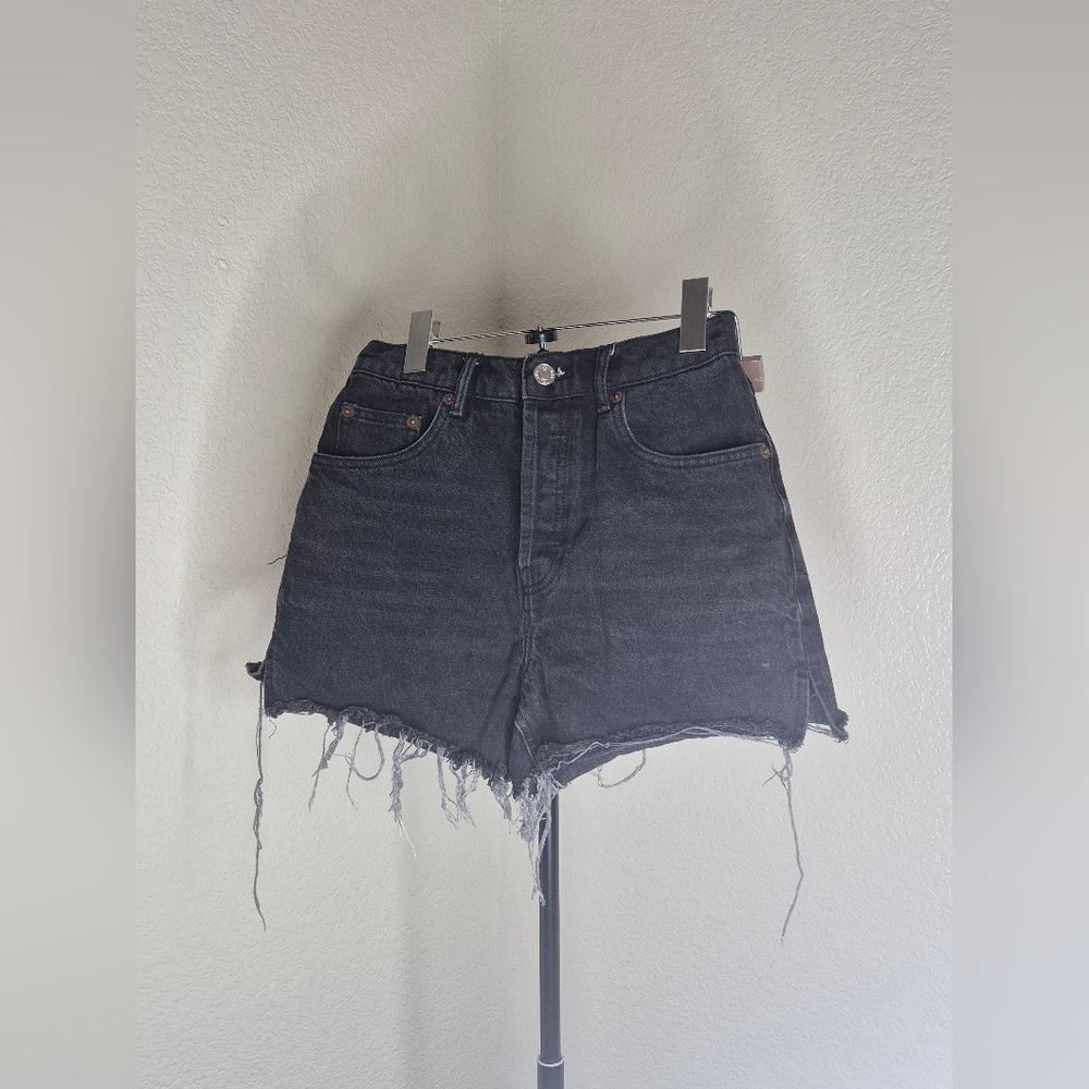 Zara Black Frayed Jean Shorts